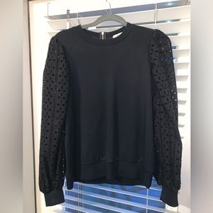 Anthropologie sweatshirt like eyelet sweater